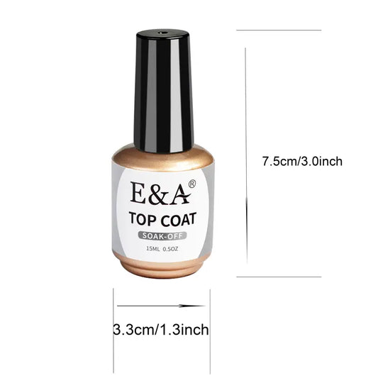 2 Pcs 15ml No Wipe Diamond Gel Top Coat And Base Coat Set